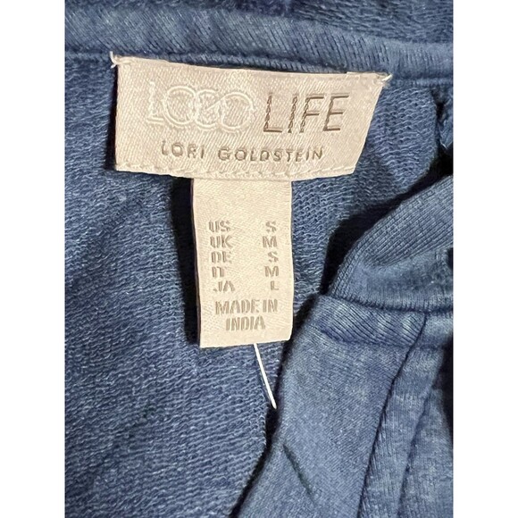 LOGO Life Lori Goldstein Hoodie Size Small Blue French Terry Pullover V-Neck - Picture 6 of 8